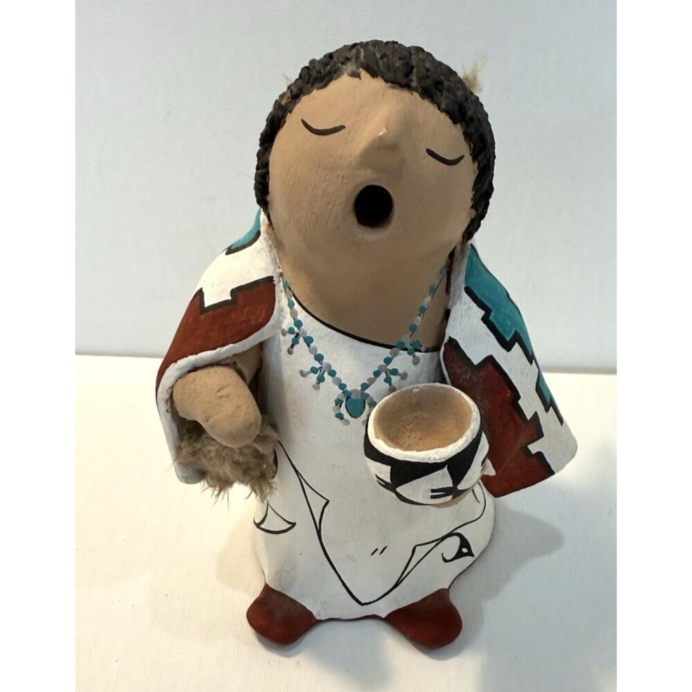 Vintage Cochiti Pueblo Pottery Singing Mother Figurine Native American Painted
